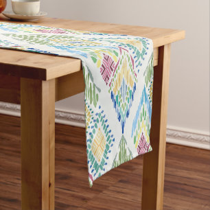 Chemin De Table Court Motif sans fil Ikat Floral