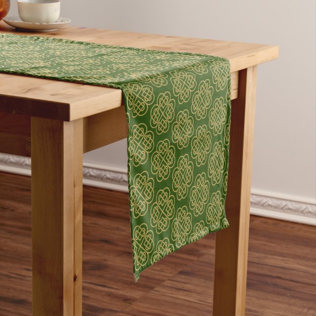 Chemin De Table Court Motif Shamrock Gold Celtic (In Situ)