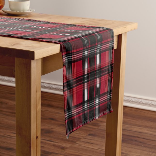 Chemin De Table Court Motif Tartan Rouge Et Noir (In Situ)