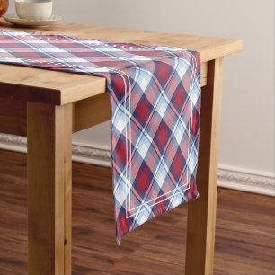 Chemin De Table Court Motif traditionnel américain Rouge Blanc Bleu Tart