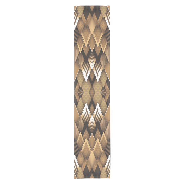 CHEMIN DE TABLE COURT MOTIF TRIANGULAIRE RUSTIQUE TRIBAL (Devant)