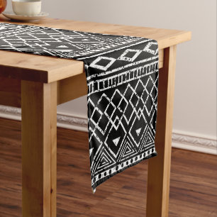Chemin De Table Court Motif tribal africain noir blanc
