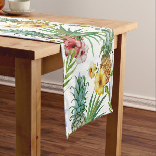 Chemin De Table Court Motif tropical d'ananas d'aquarelle de thème