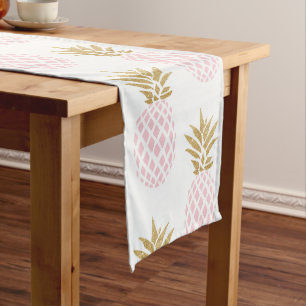 Chemin De Table Court Motif tropical d'ananas d'or élégant de faux
