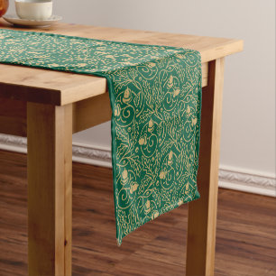 Chemin De Table Court Motif vintage d'arts et métiers de glands et de fe