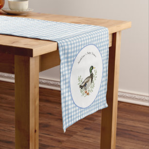 Chemin De Table Court Nappe de table de douche à carreaux bleus Canard c