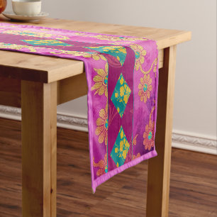 Chemin De Table Court NAPPE - Tapis de table Rose Turquoise ORIENTAL