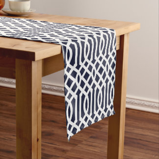 Chemin De Table Court Navy Blue Trellis