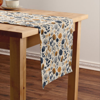 Chemin De Table Court Navy & Ochre Botanical Table Runner