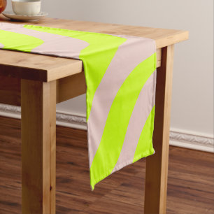Chemin De Table Court Neon Vert Lime Et Grandes Tailles Abstraites Beige
