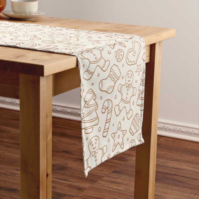 Chemin De Table Court Neutral Boho Christmas Gingerbread Man Beige (In Situ)