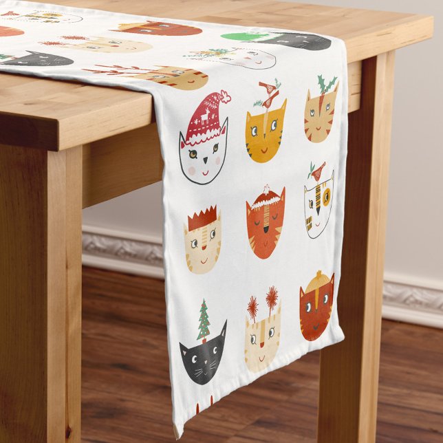 Chemin De Table Court Noël drôle de chat (Fun Christmas kitty cats festive table runner for animal lovers)