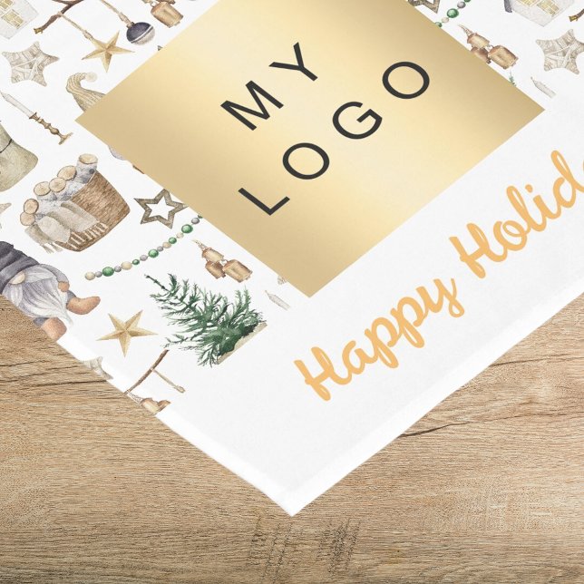 Chemin De Table Court Noël gnomes style ferme logo d'entreprise (Créateur téléchargé)