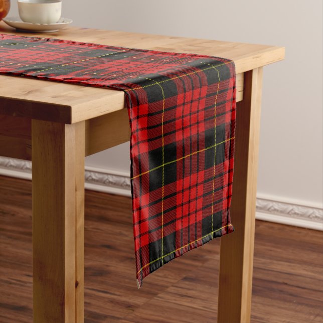 Chemin De Table Court Noël, Red Tartan Plaid (In Situ)