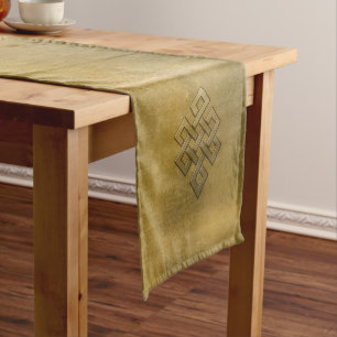 Chemin De Table Court Noeud sans fin de relief d'or