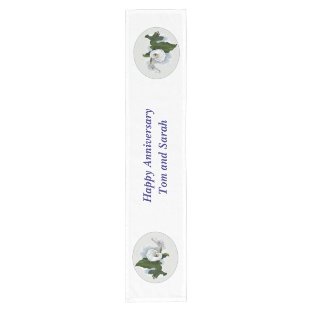 Chemin De Table Court Nom fait sur commande et zantedeschia (Devant)