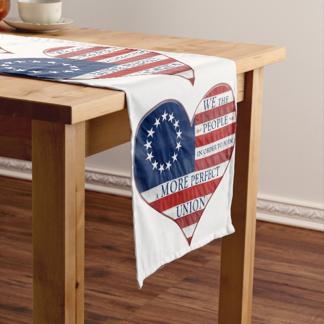Chemin De Table Court Nous Le Peuple American Flag Heart Table Courte Ru (In Situ)