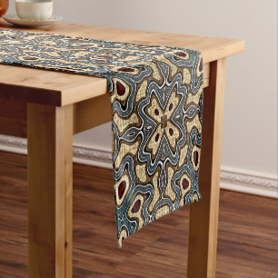 Chemin De Table Court Ochre Brown Rouge Turquoise Bleu Hip Bohême Bali A