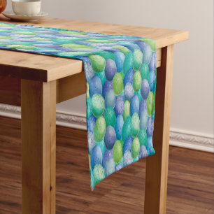 Chemin De Table Court Oeufs de Pâques Motif vert pourpre Turquoise