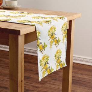 Chemin De Table Court Oiseaux jaunes sur une succursale Floral Country M