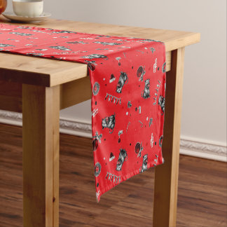 Chemin De Table Court Opossum Trash de Noël qui mâche un Ornement en Ver
