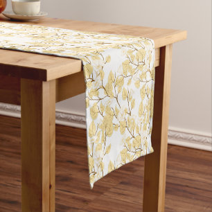 Chemin De Table Court Or Blanc Matin Fleur de gloire