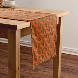 Chemin De Table Court Orange Daisy Flower Nature Motif