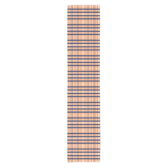 Chemin De Table Court Orange et Navy Plaid (Devant)