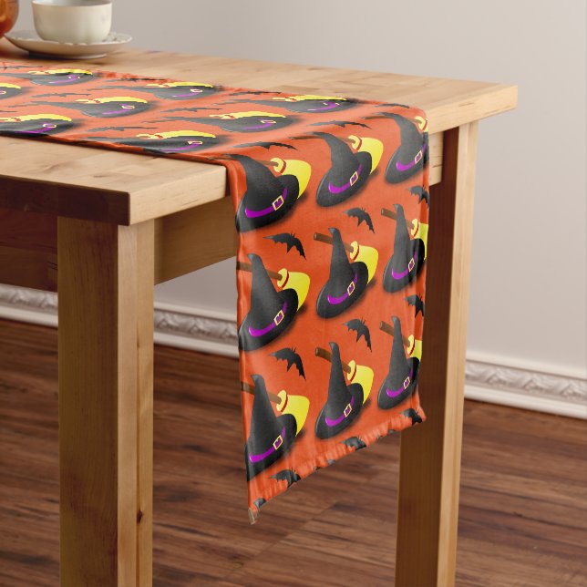 Chemin De Table Court Orange Halloween Sorcière Casquette Runner table M (In Situ)
