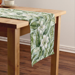 Chemin De Table Court Oreiller à lancer blanc Amaryllis et Snowdrops