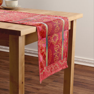 Chemin De Table Court ORIENTAL Motif rouge or - Nappe, coureur