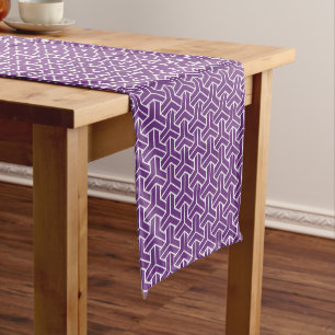 Chemin De Table Court Oriental violet blanc Ayame Japon Motif Bishamon