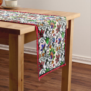 Chemin De Table Court Ornate floral short table runner