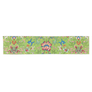 Chemin De Table Court Ornement chinois vintage Owen Jones vert floral