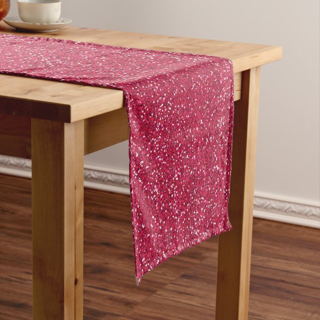 Chemin De Table Court Pailleté Rose & Argent Pailleté (In Situ)