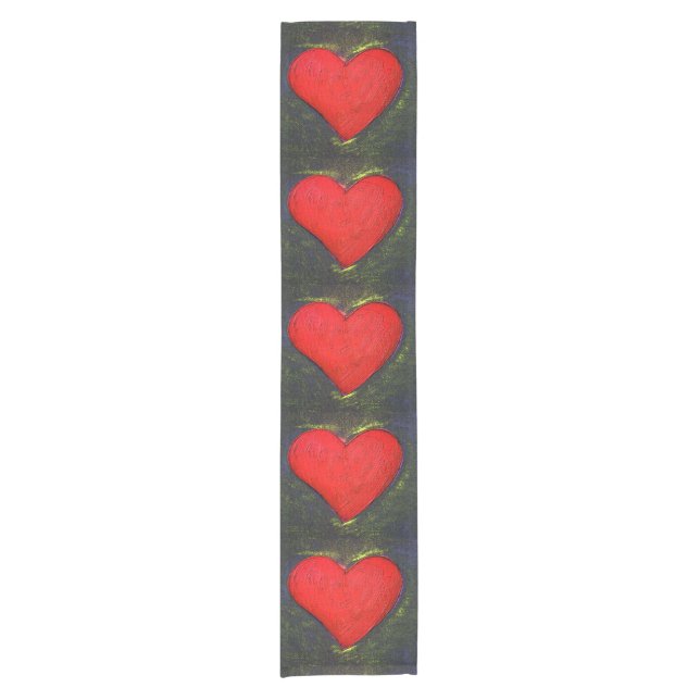 Chemin De Table Court Painted Heart table Runner (Devant)