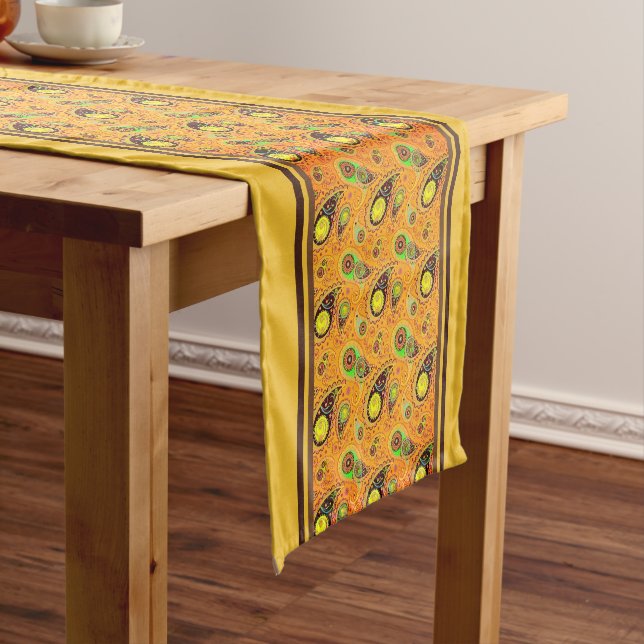 Chemin de table court paisley automne orange (In Situ)