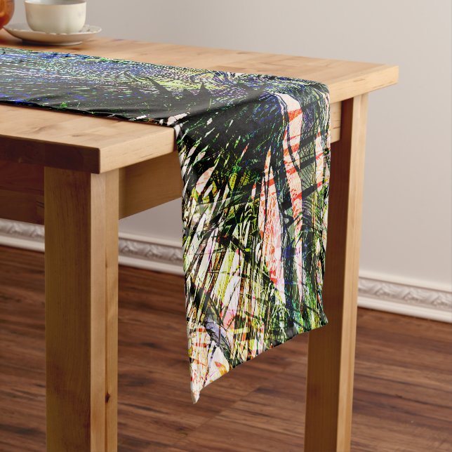 Chemin De Table Court Palm Feuille moderne Tropical Abstract Design (In Situ)