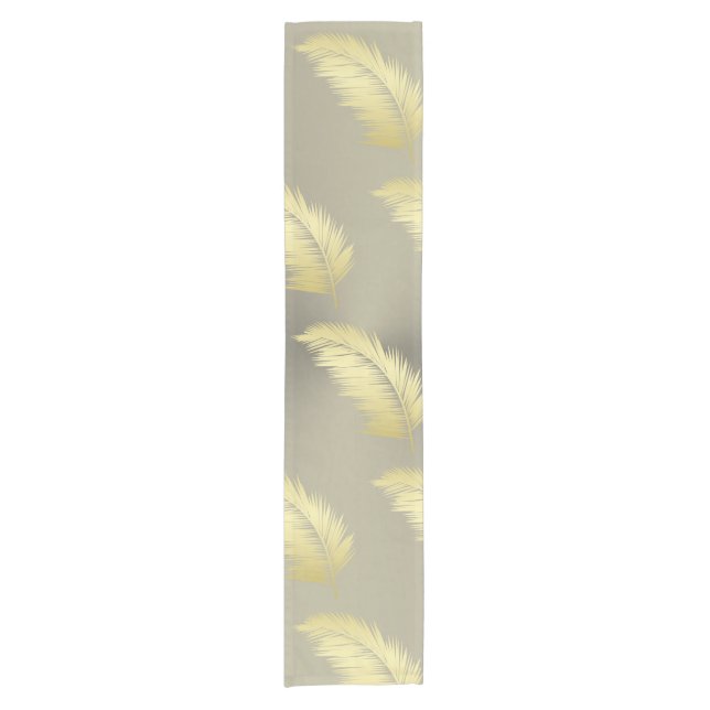 Chemin De Table Court Palm Tropical d'or feuille (Devant)