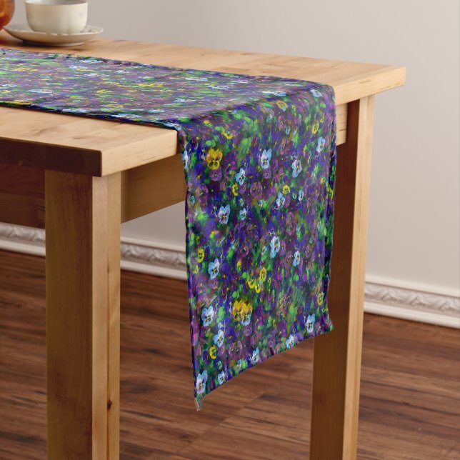 Chemin De Table Court Pansies [purple] Table runners x3 sizes (In Situ)