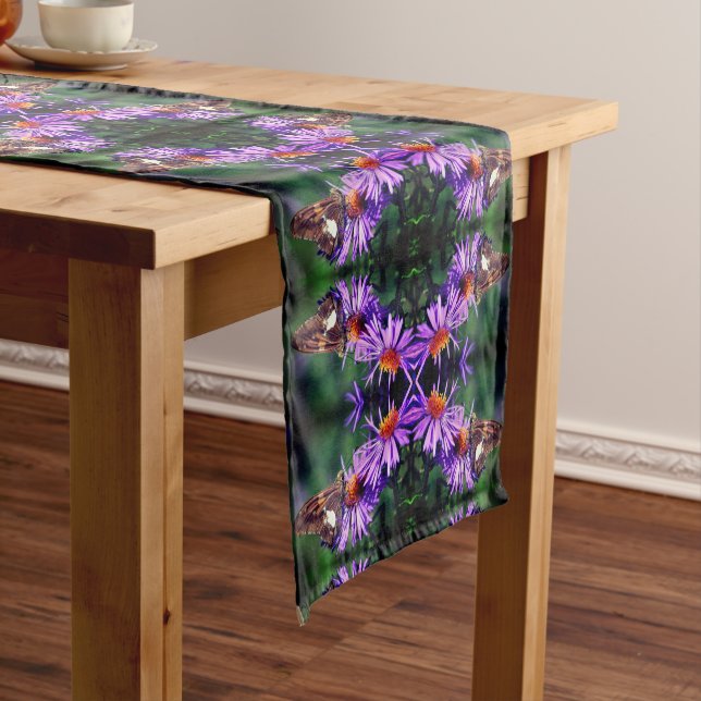 Chemin De Table Court Papillon Lady Peint Sur Aster Flower Abstrait (In Situ)