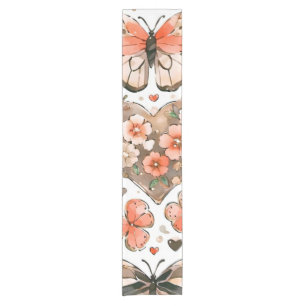 Chemin De Table Court Papillons, Coeurs et Fleurs