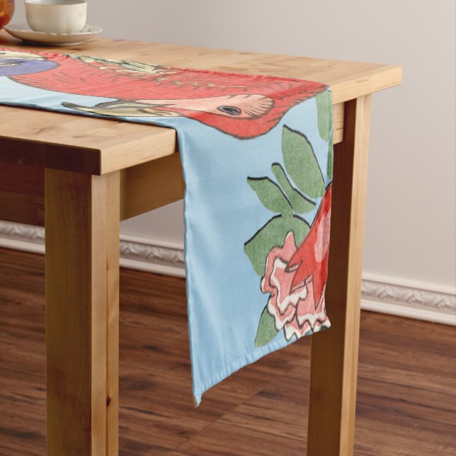 CHEMIN DE TABLE COURT PARROIS BLEU ROUGE (In Situ)