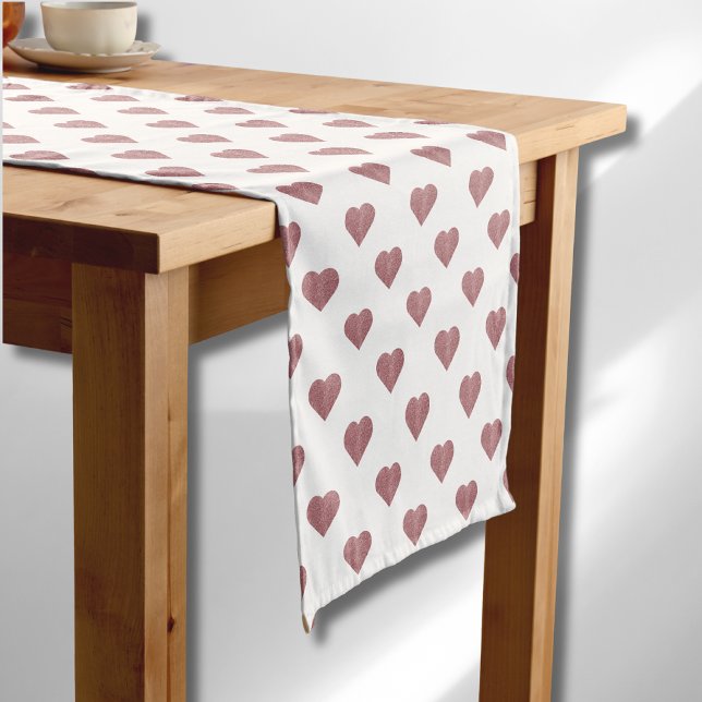 Chemin De Table Court Parties scintillant Rose Gold Coeurs Arrière - pla (Créateur téléchargé)