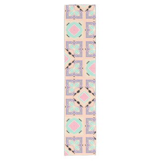Chemin De Table Court Pastel Geometric Tile Pattern | Pink Mint Purple 