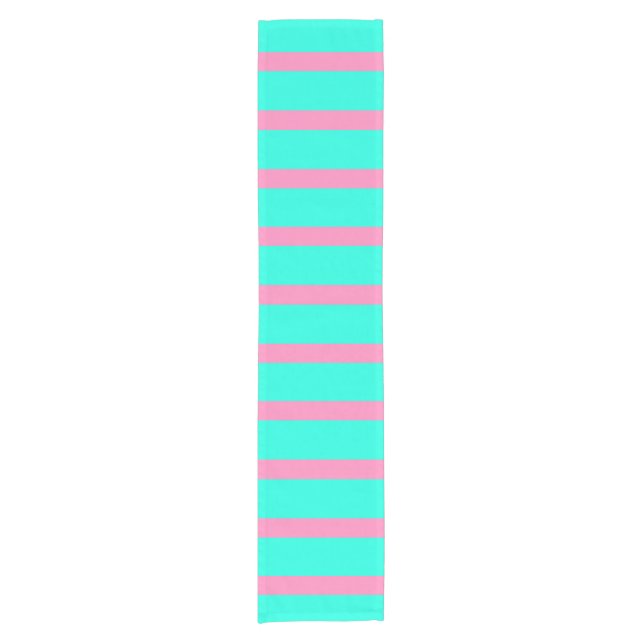 Chemin De Table Court Pastel Turquoise Bleu Vert Et Rose (Devant)