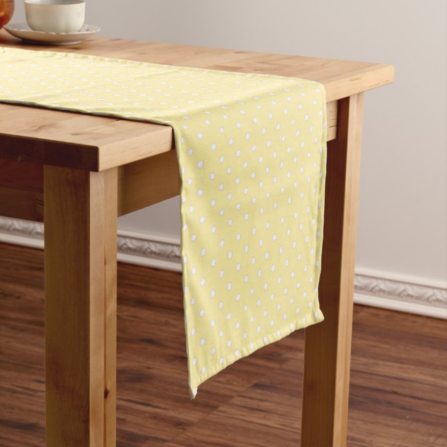 Chemin De Table Court Pastel Yellow Polka Dot Pattern (In Situ)