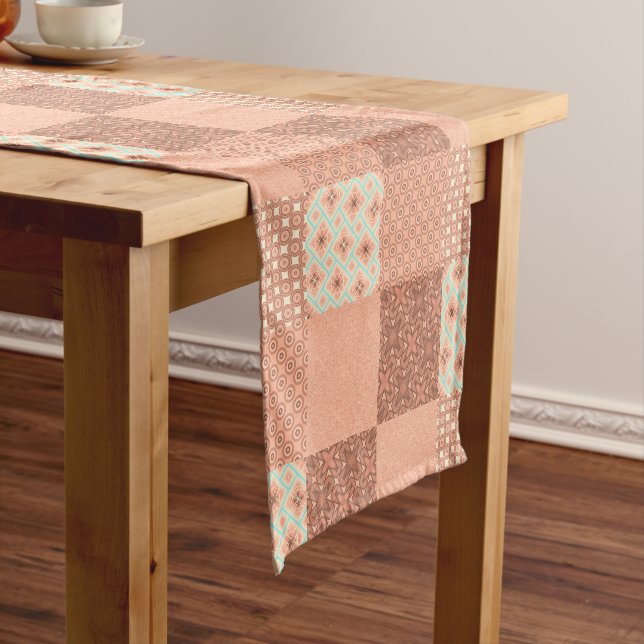 Chemin De Table Court Patchwork Rose Rétro (In Situ)