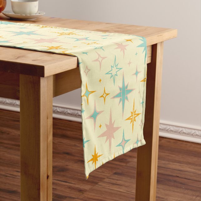 Chemin De Table Court Pattern of colorful retro stars (In Situ)