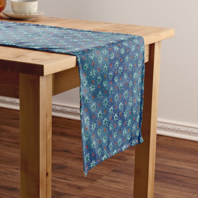 Chemin De Table Court Patters de Snowflakes (In Situ)